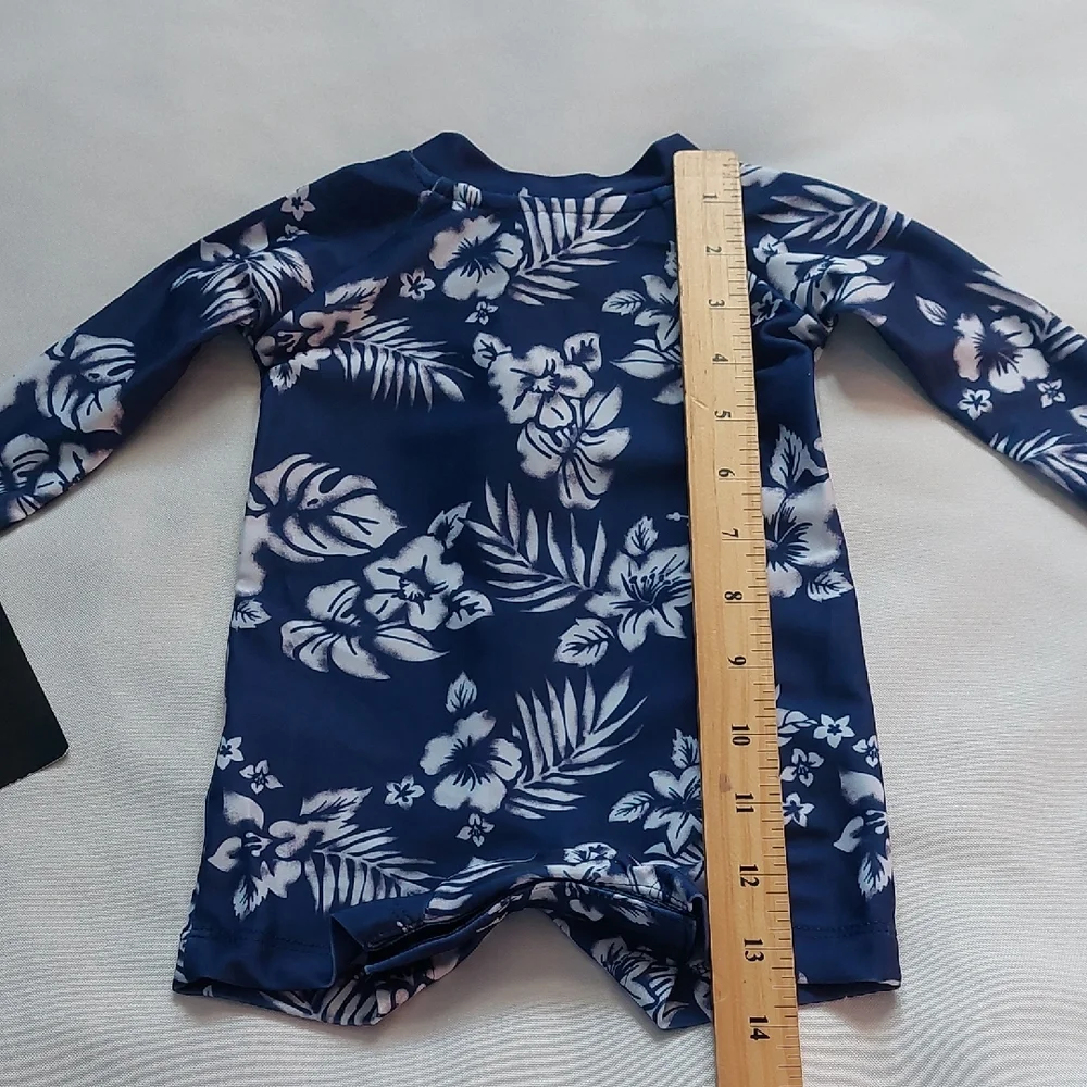 Hurley Kids Floral Swim Romper Blue one Piece‎ Newborn